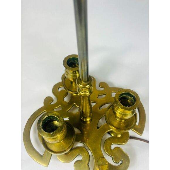 Prestigious Chapman Brass Bouillotte Table Lamp Candelabra  Dual Light 1972 - Picture 6 of 14